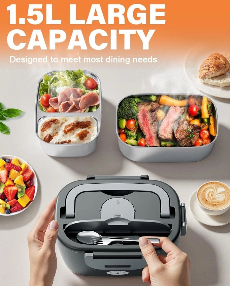 Portable 80W Electric Lunch Box for Adults - Fast Heating & Reusable