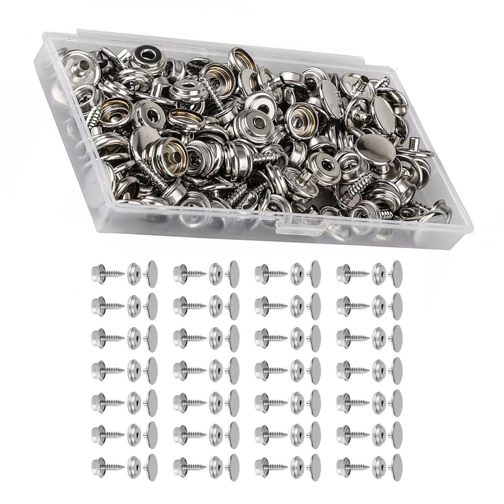 50 Set 15mm Screw Metal Buckle Canvas Kit Stainless Steel Ship Canvas Buckle