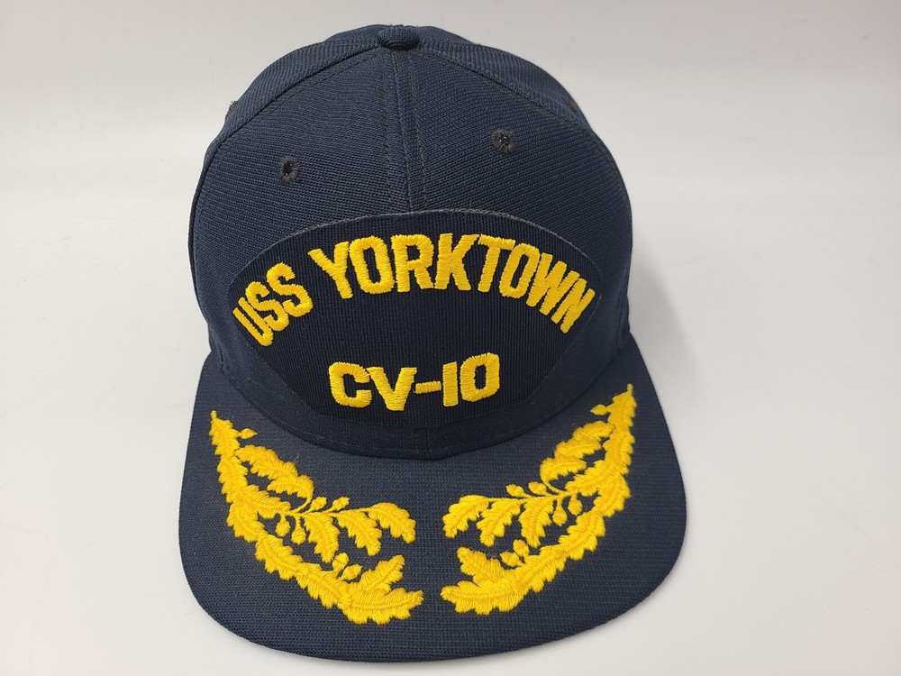 Vintage US Navy USS Yorktown CV-10 New Era Scrambled Eggs Snapback Hat Cap Blue