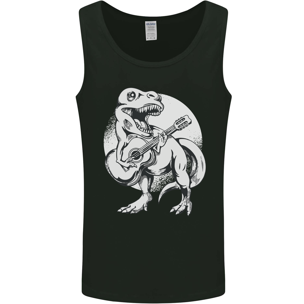 T-Rex Playing the Acoustic Guitar Music Mens Vest Tank Top