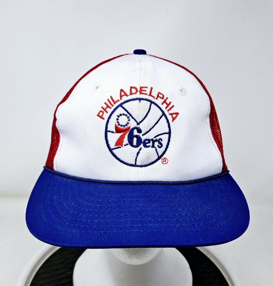 Vintage Philadelphia 76ers 80s Mesh Trucker Hat NBA Logo