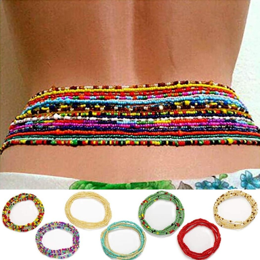 ELABEST Layered African Waist Beads Chain 70cm Belly Body Jewelry for Beach