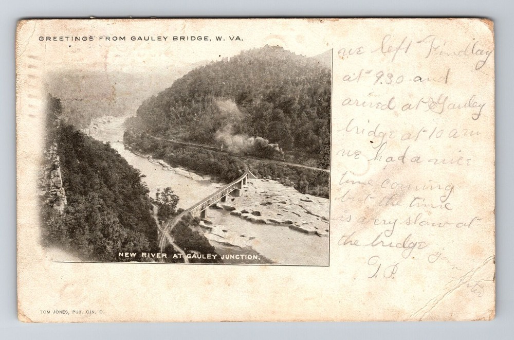 Gauley Bridge WV-West Virginia, New River, Junction, Vintage c1906 Postcard
