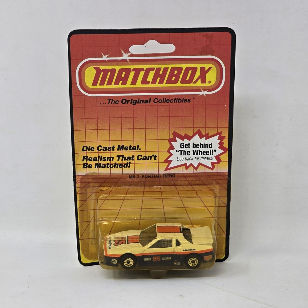 Matchbox MB 2 Pontiac Fiero 85 Good Year Toy Car Vintage New Sealed 1983-image