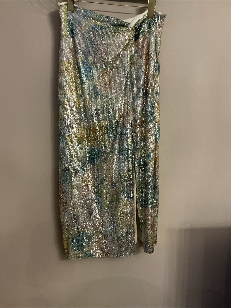 Zara Sequin Long Skirt in Size 12-14 Large Elegant & Glamorous