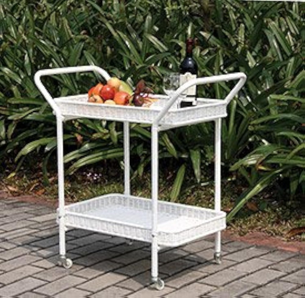 Outdoor Resin Wicker Serving Cart