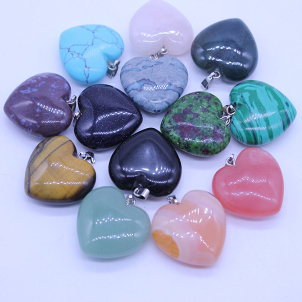 10 Pcs Heart Pendant Small Circle Design Mixed Color Pendants