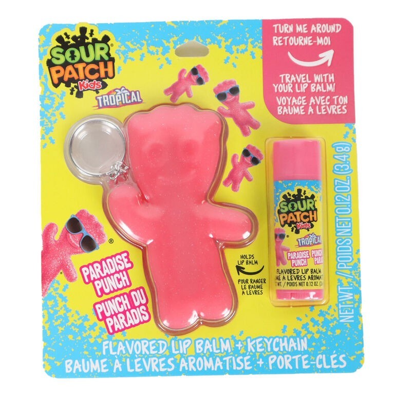 Sour Patch Pink Lip Balm with Keychain, Fruity Flavoured Candy Sweet Lip Makeup