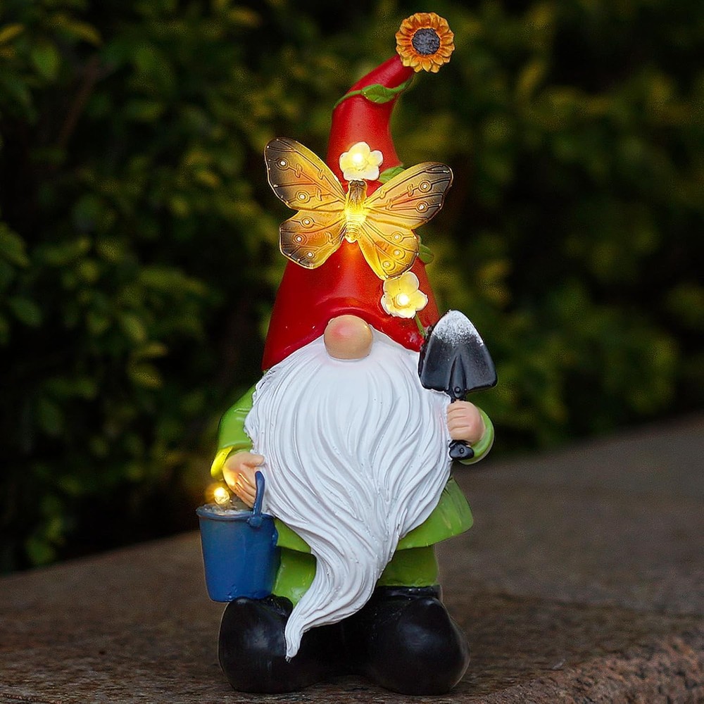 Solar-Powered Waterproof LED Gnome Garden Statue for Outdoor Decor