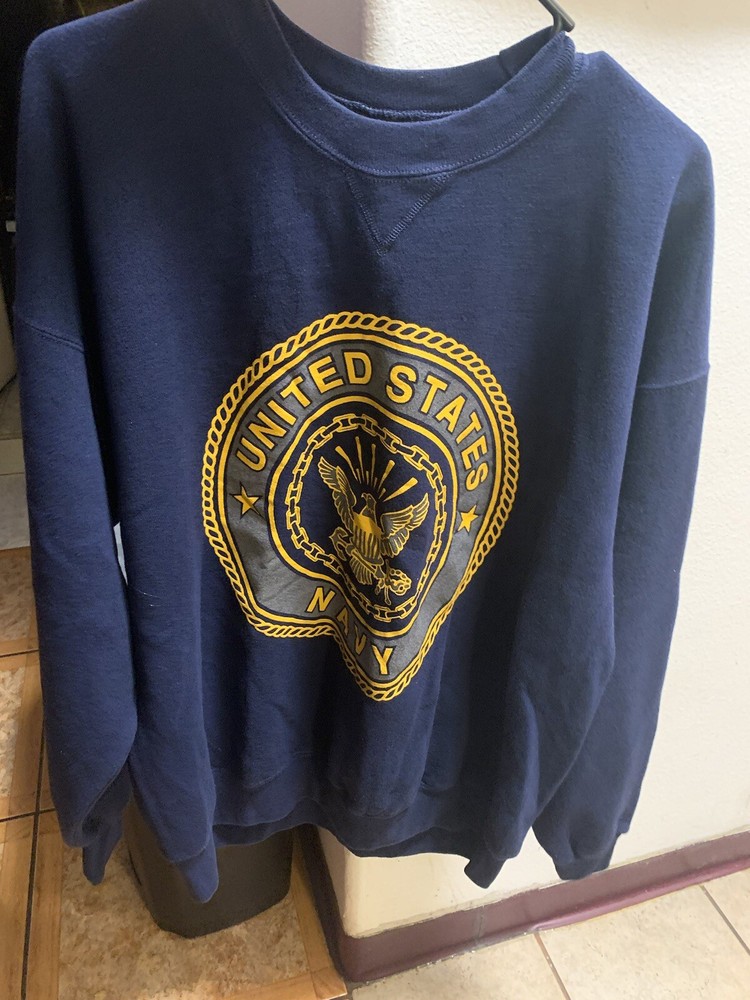 Vintage Soffe US Navy Sweatshirt Blue Adult Fleece Double-Sided Graphic