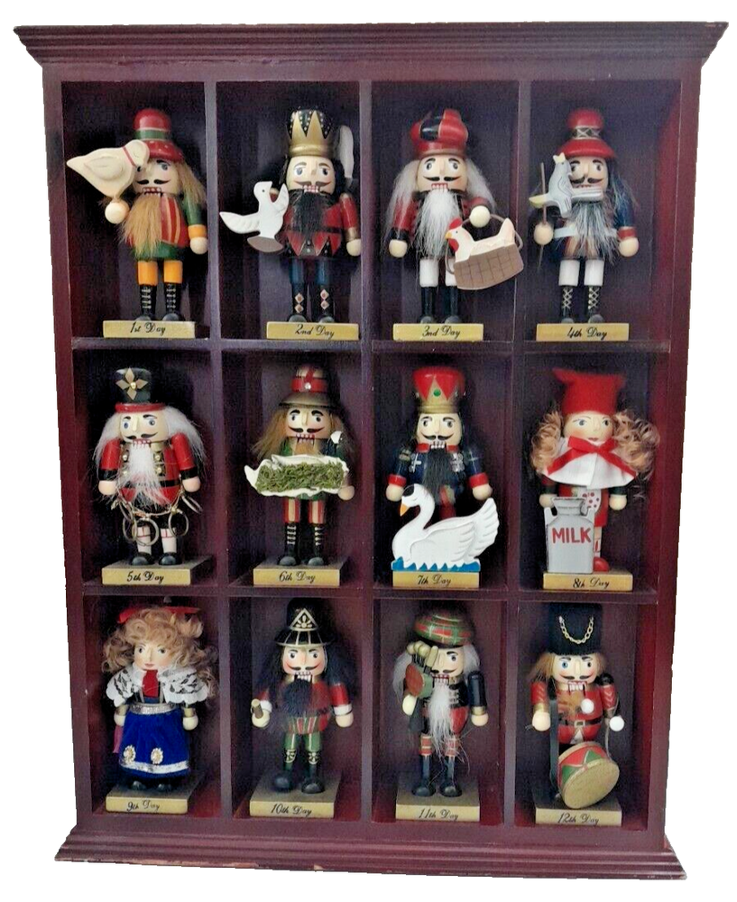 Vintage Member's Mark 12 Days of Christmas Nutcracker Set Display Shelf Wood-image