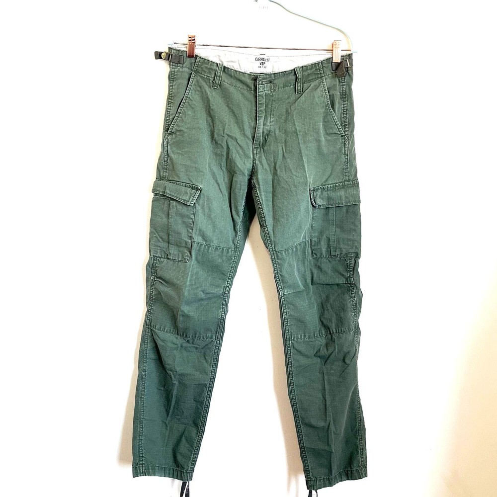 Carhartt WIP Men Aviation Cargo Pants 30X32 Army Green Ripstop Combat Workwear
