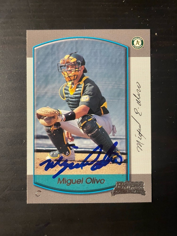 2000 Bowman #343 Miguel Olivo Oakland A’s Signed Card Autographed