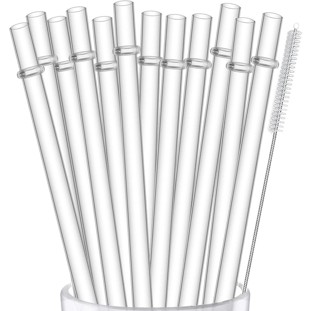12-pack Reusable Plastic Clear Straws, 13 Inch Extra Long Tumbler Straws