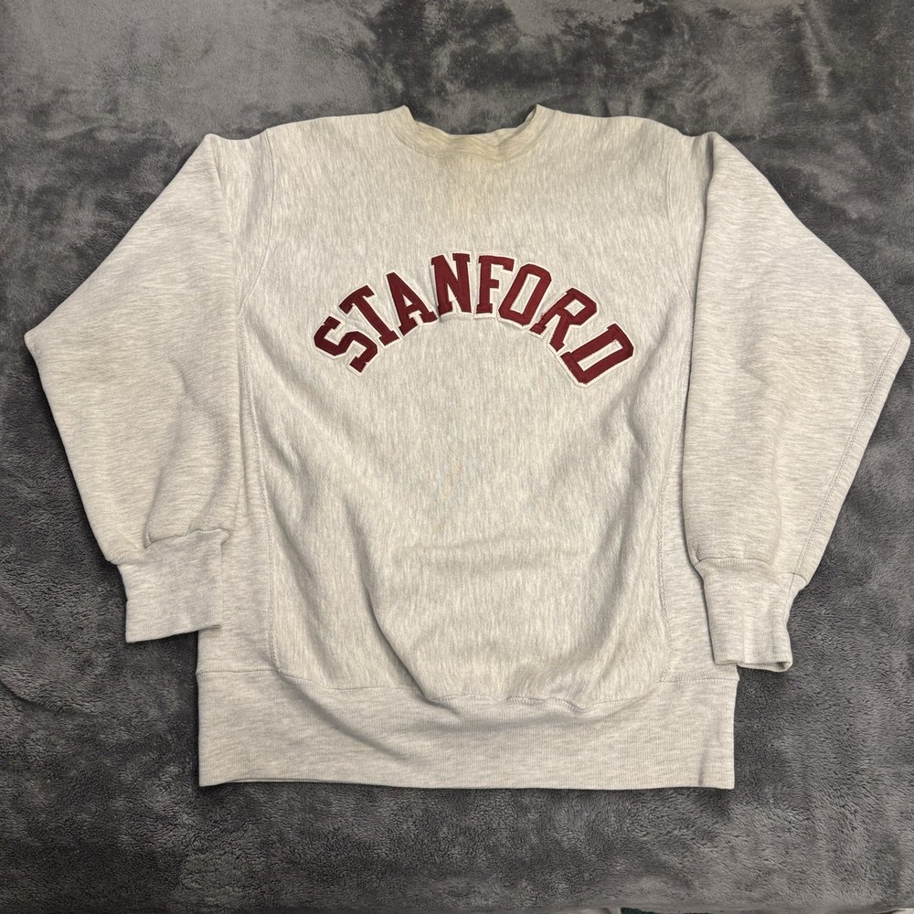 Vintage Stanford Sweatshirt Mens Medium Gray 90s Reverse Weave USA Stitched USA