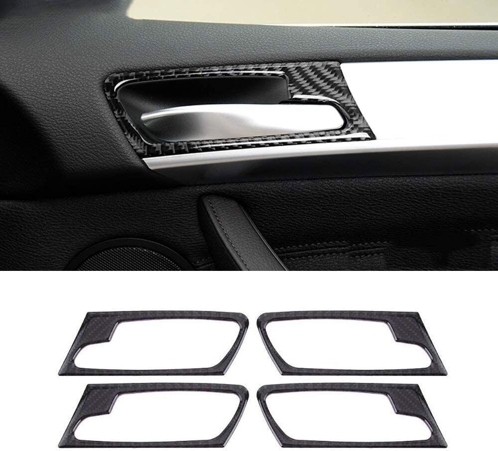 For BMW X5 E70 X6 E71 Carbon Fiber Inner Car Door Handle Frame Trim Cover 08-13