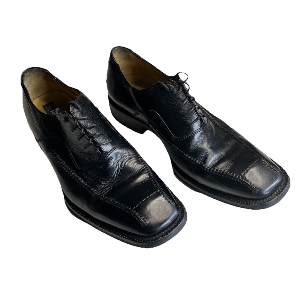 Mezlan Livonia Black Leather Oxford Men’s 10.5 Made in Spain Bicycle Toe Dress
