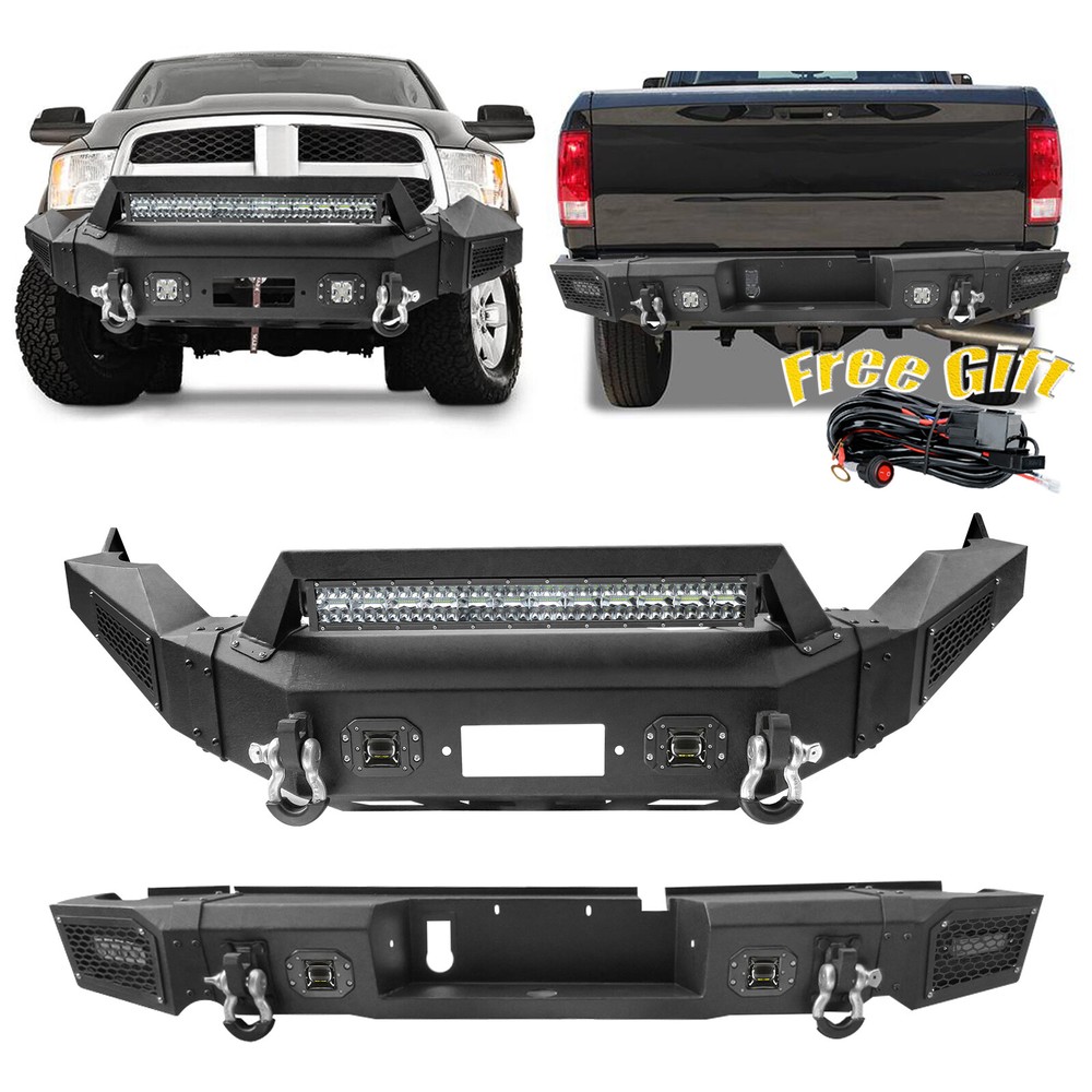 Front /Rear Bumper with LED Lights Assembly For 2013-2018 Dodge Ram 1500 +Wiring