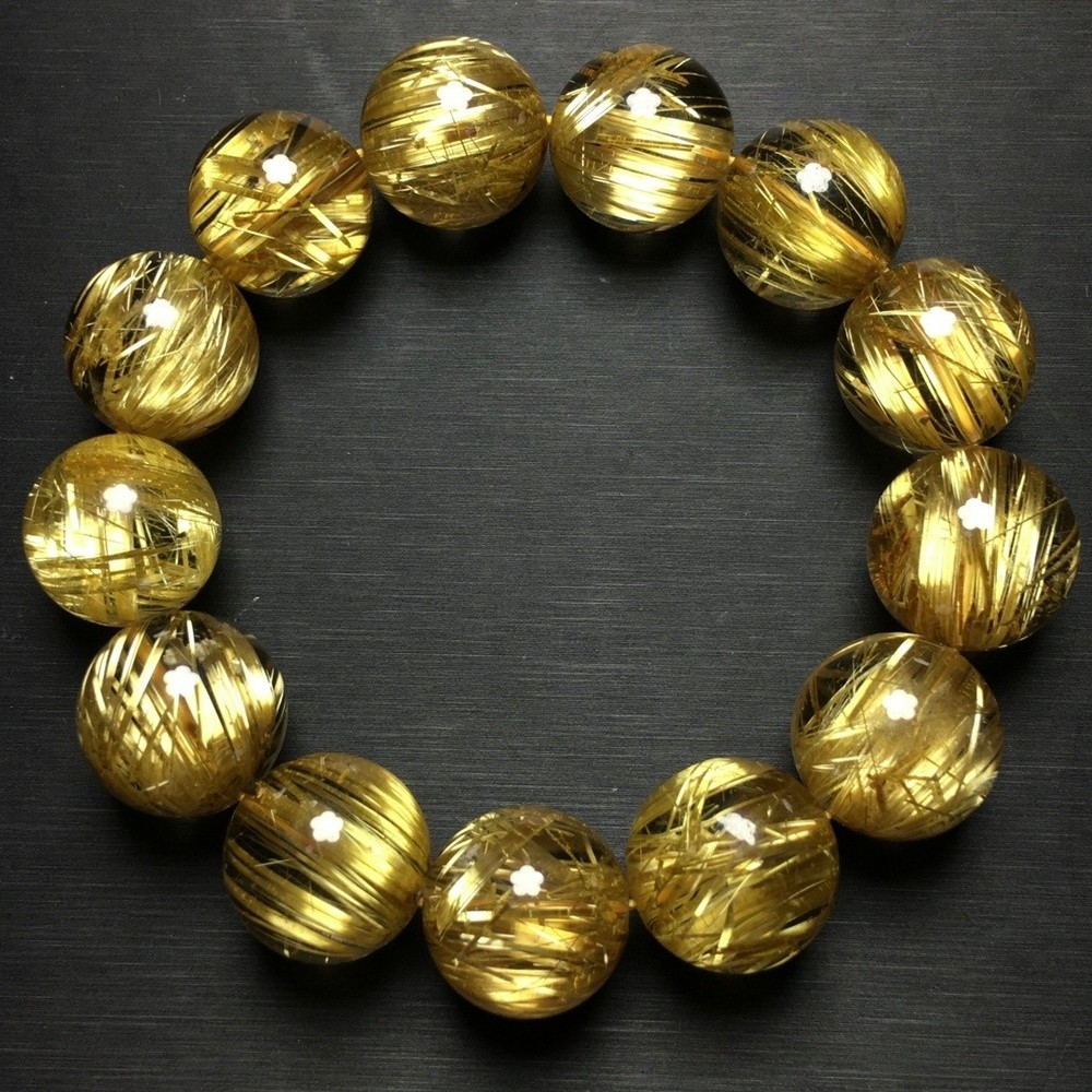 17.2mm Quality Natural Rutilated Quartz Crystal Bracelets Bangles Healing Repair
