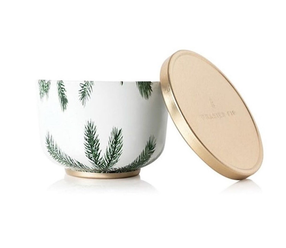 Thymes Frasier Fir Poured Candle Tin with Gold Lid 6.5 oz