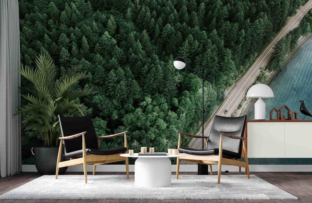 3D Overhead View Forest Road Landscape Wall Murals Wallpaper Murals Wall Sticker