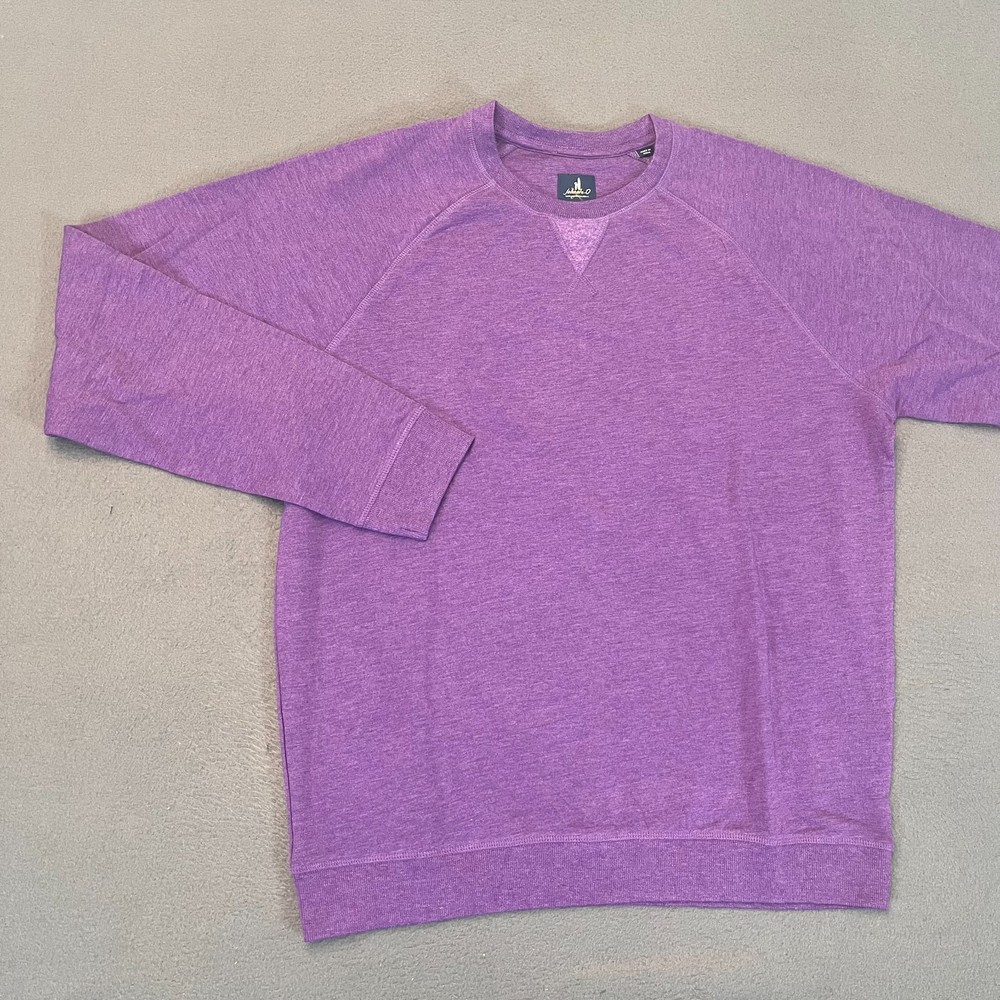 Johnnie-O Freeman Fleece Crewneck Sweatshirt Mens Med Pullover Purple Modal Golf