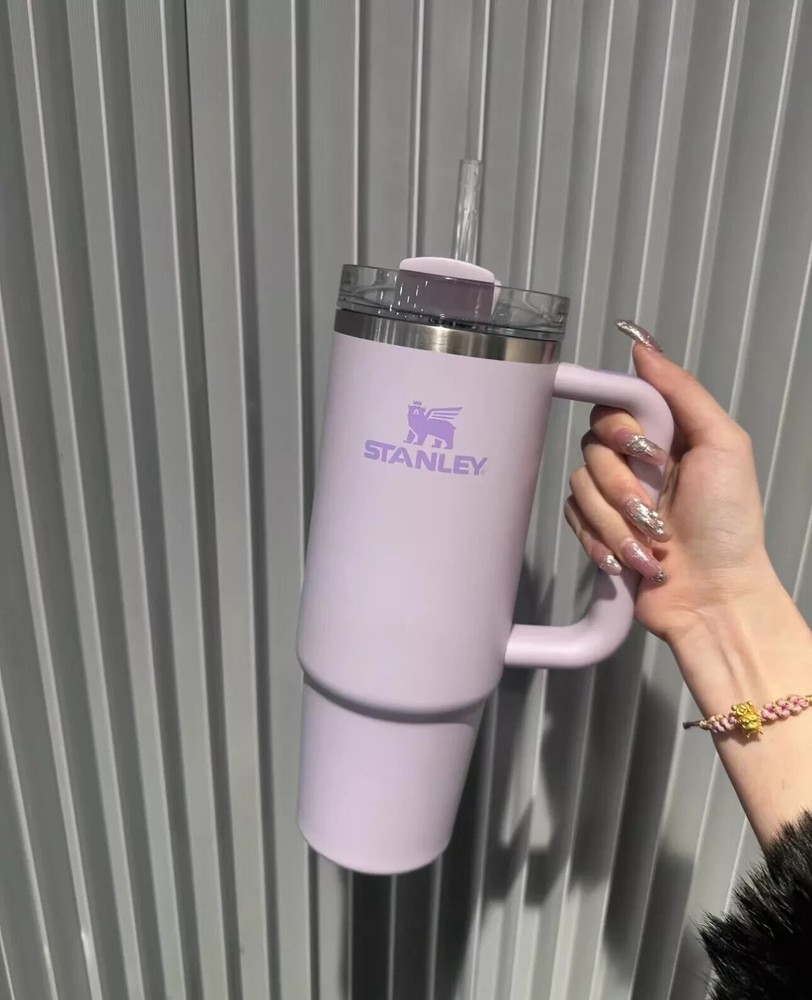 40oz Stainless Steel Vacuum Tumbler Juice Milk Cup With Double Handle Straw