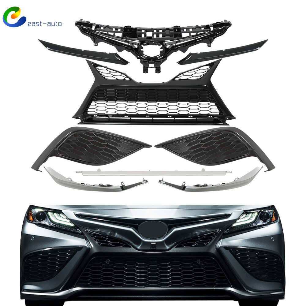 9pcs Plastic Bumper Grille Trim Fog Light Bezel Set for 2021-2023 Toyota Camry SE