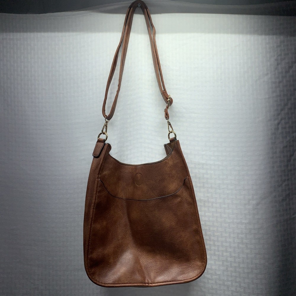 Ahdorned Classic Vegan Leather Messenger bag Brown Adjustable Strap
