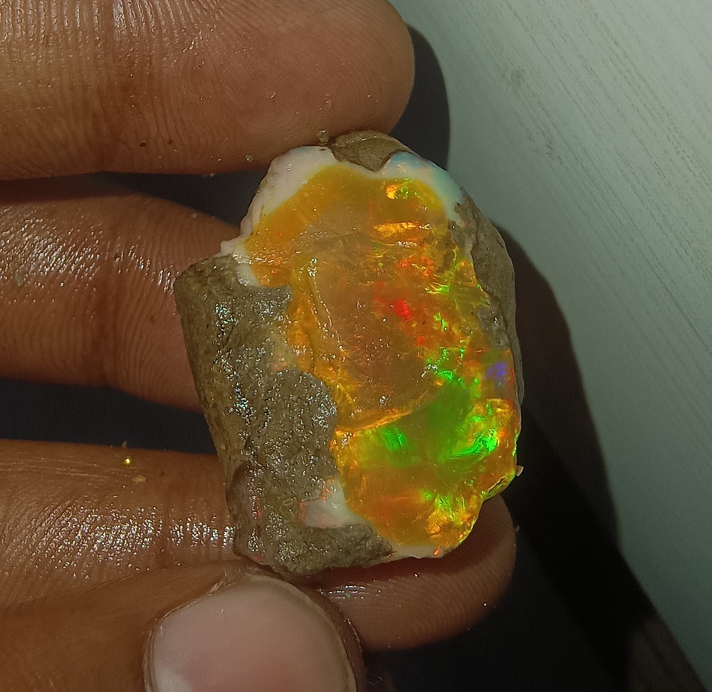 37 Ct Natural Ethiopian Fire Opal Rough Untreated Certified Gemstone SEE VIDEO