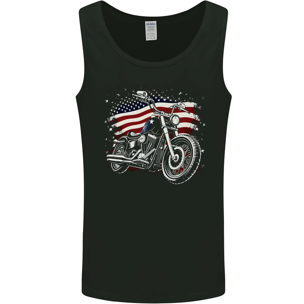USA Biker Motorcycle American Flag Mens Vest Tank Top