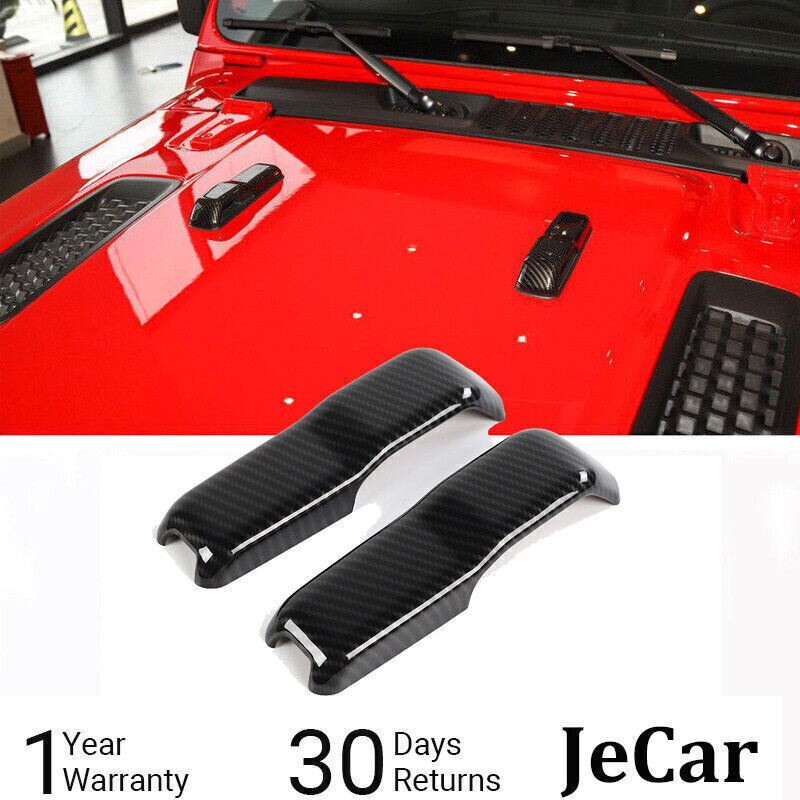 For Jeep Wrangler JL 2018+ Carbon Fiber Front Hood Hinge Trim Cover Accessories