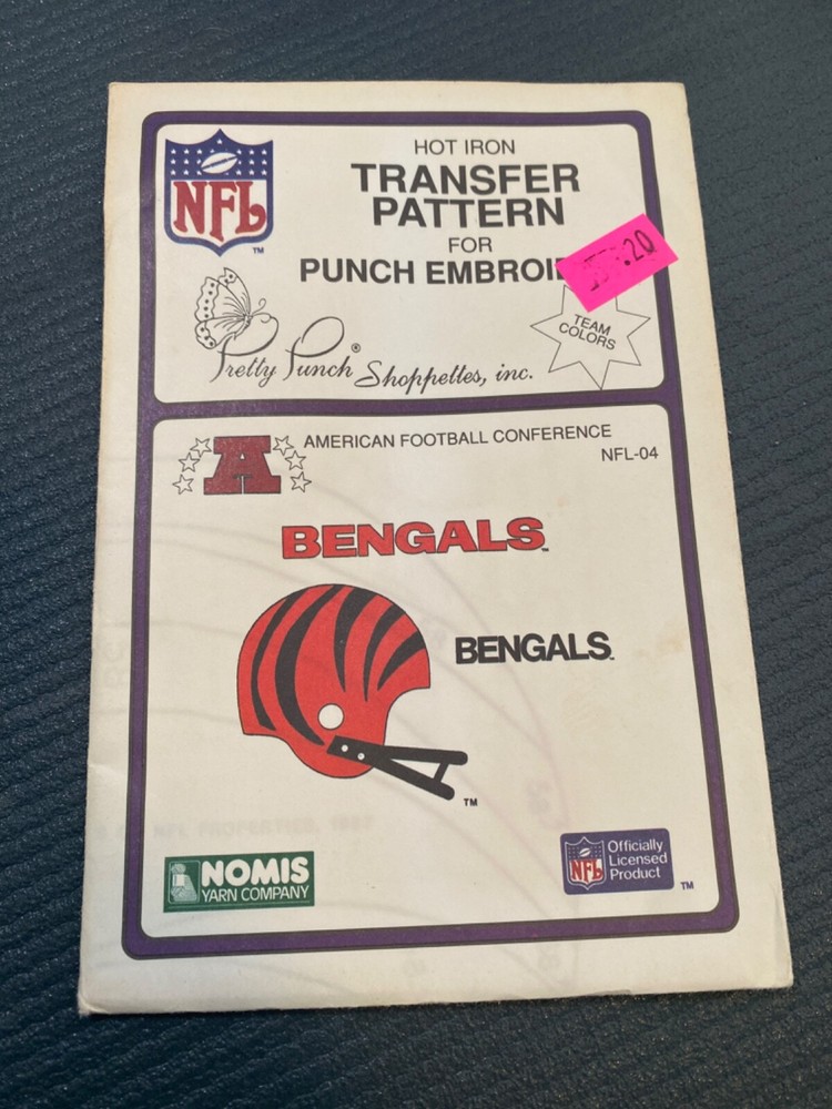 Punch Embroidery Transfer Pattern Bengals NFL Vintage 1987 NOS