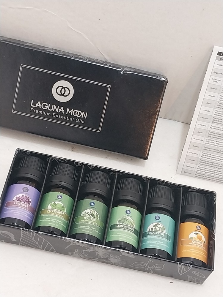 6-Piece Essential Oil Set - Eucalyptus, Orange, Tea Tree, Lemongrass, Lavender & Peppermint