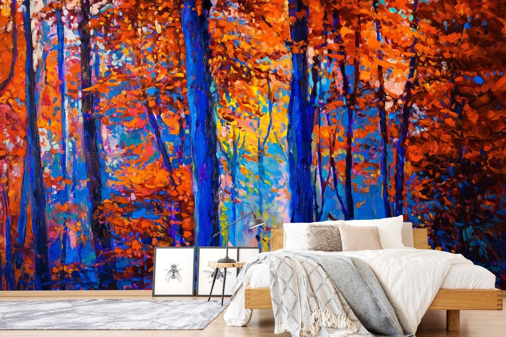 3D Autumn Forest Oil Painting Wall Murals Wallpaper Murals Wall Sticker