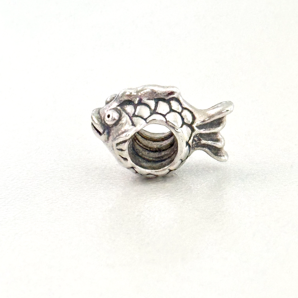 Pandora Retired 925 Sterling Silver Happy Fish Blowfish Sea Creature Charm Bead  