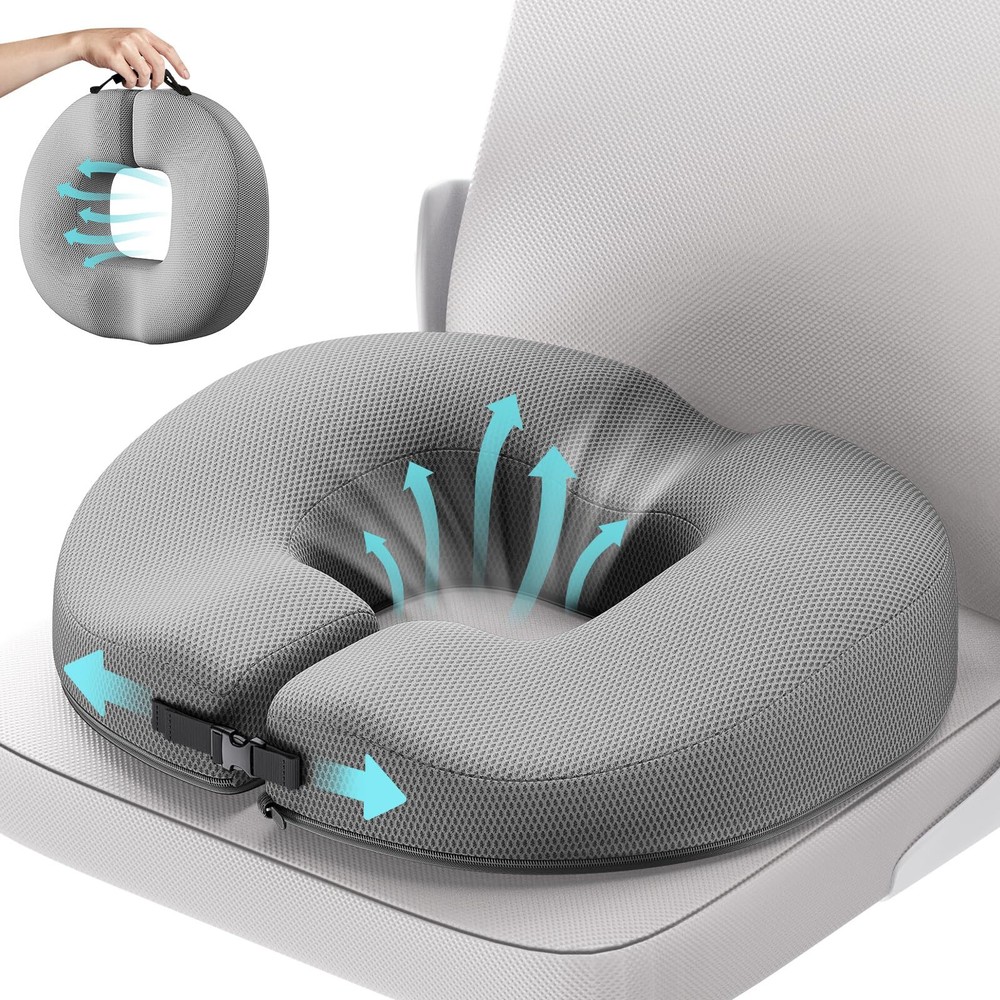 Donut Pillow Seat Cushion for Tailbone Pain Relief, Memory Foam Hemorrhoid Pi...