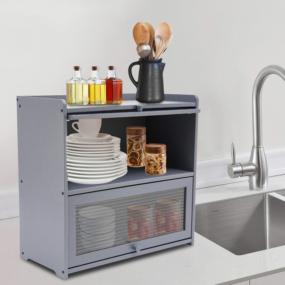 2-Tier Modern Storage Cabinet for Kitchen, Bedroom, or Countertop  
