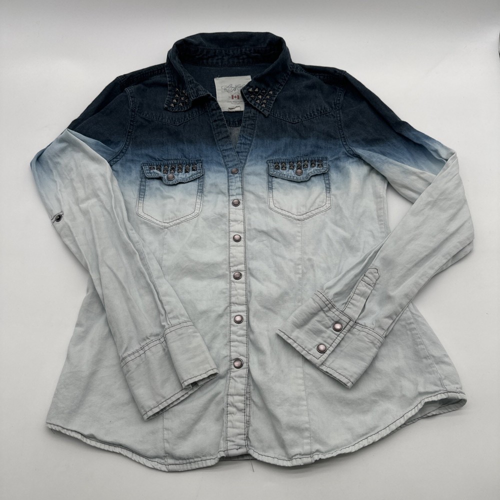 David Bitton Long Sleeve Studded Button-Up Shirt for Women - Size Large #19440