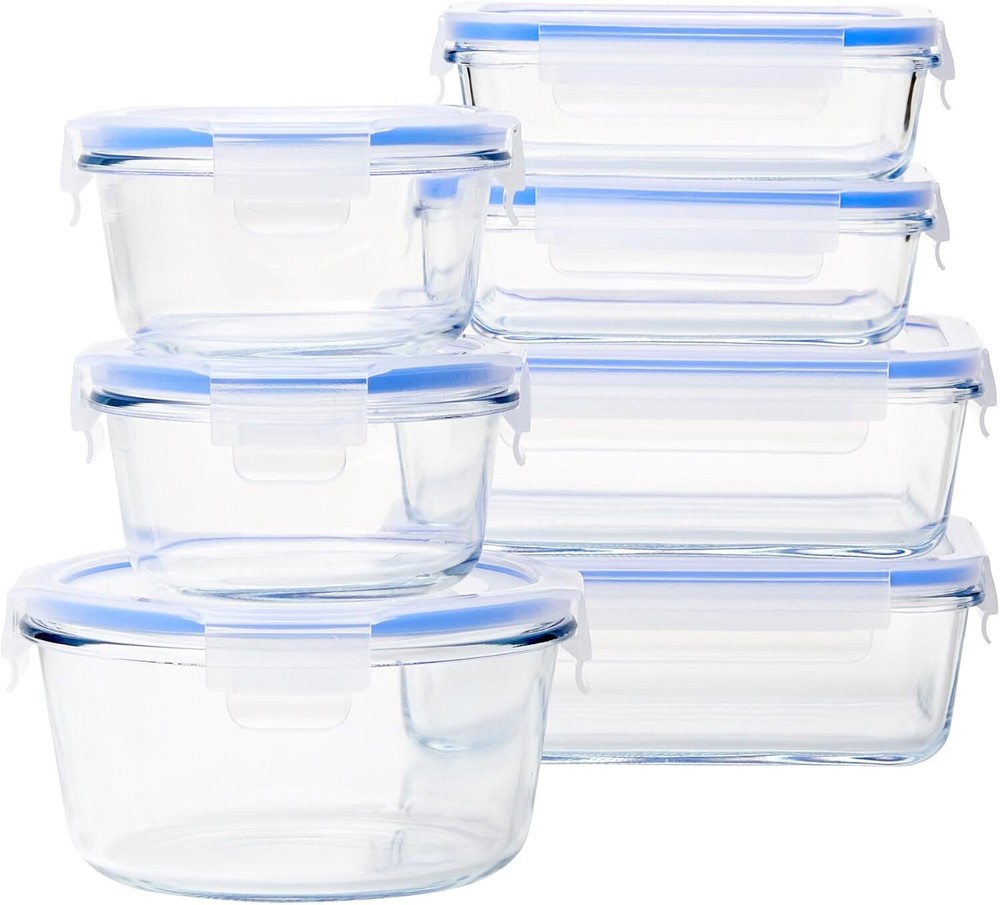 Leak-Proof Glass Locking Lids Food Storage Containers