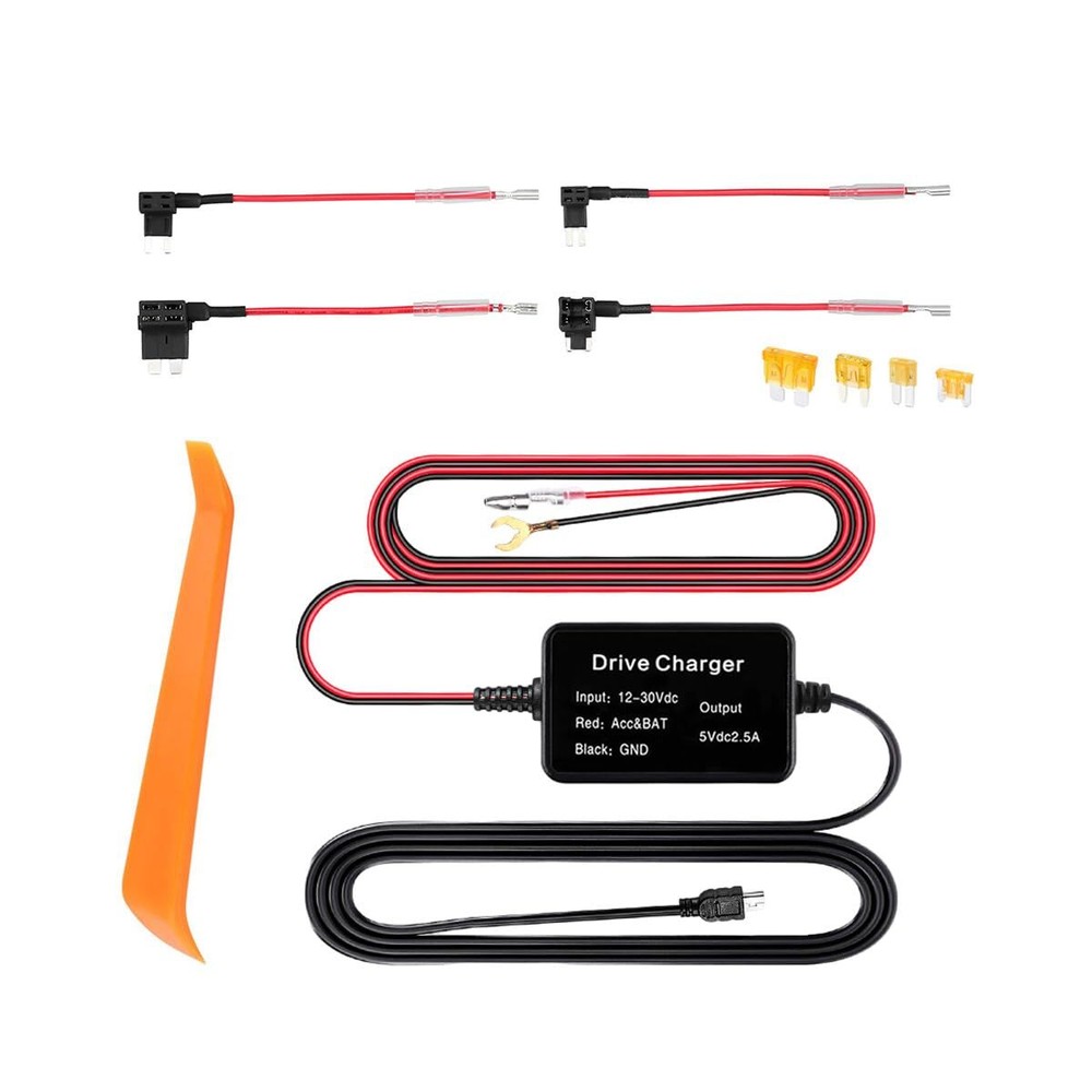 Sylvil Dash Cam Hardwire Kit, Mini USB Hard Wire Kit for Dashcam, 12V-24V to ...