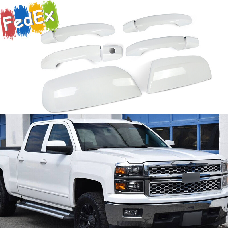 For Chevy Silverado 1500 LTZ 2014-2018 Door Handle Mirror Cover Cap Summit White