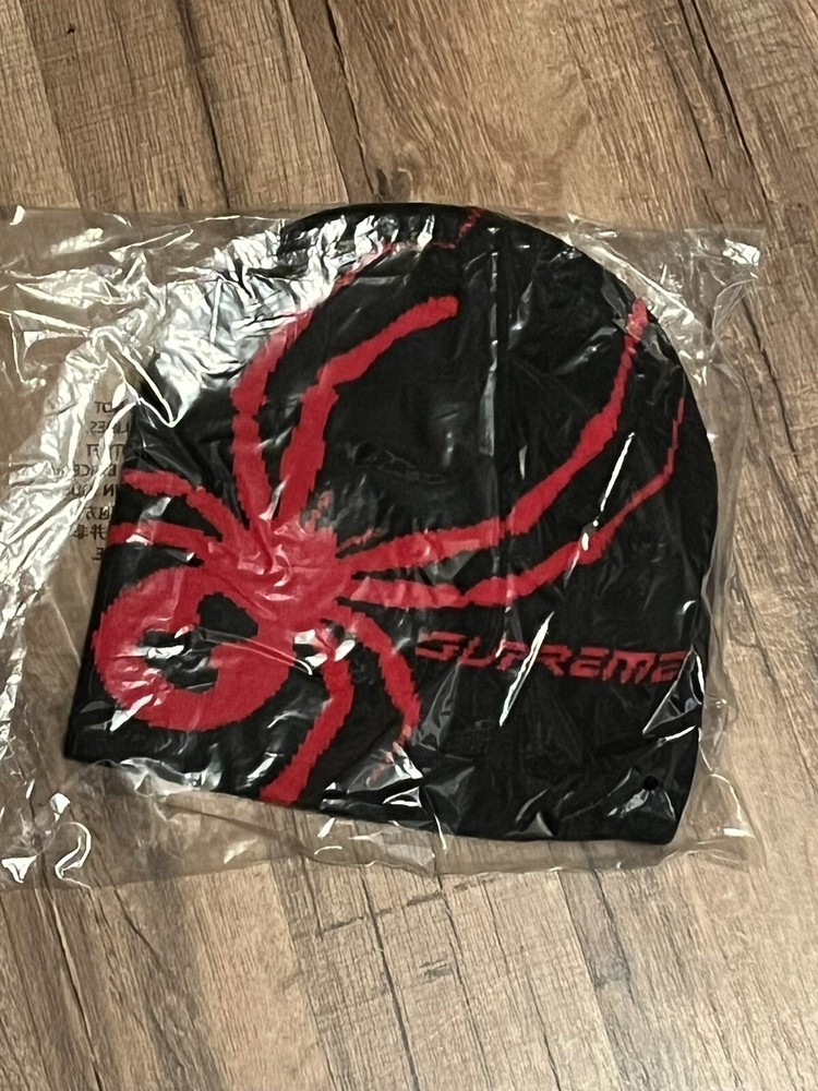 Supreme FW24 Spyder Graphic Logo Beanie Black Red One Size New