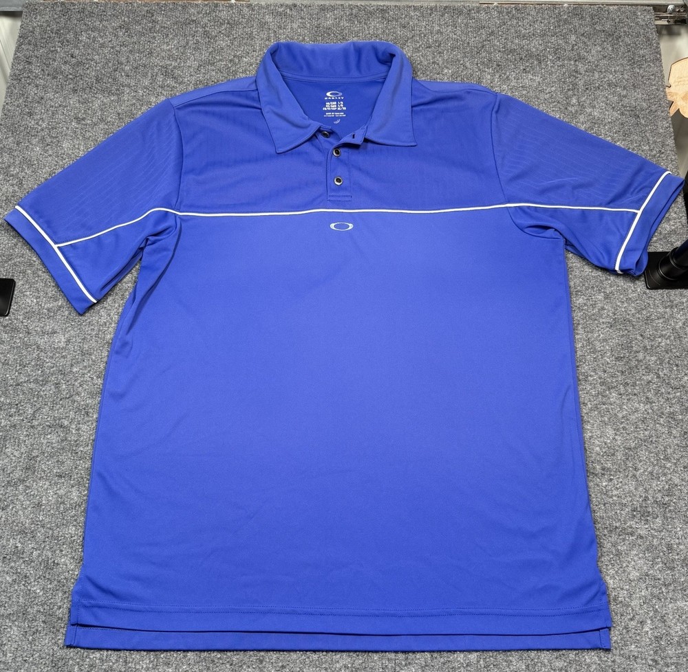 Men's Oakley Hydrolix Regular Fit Large Polo Golf Shirt Blue Polyester