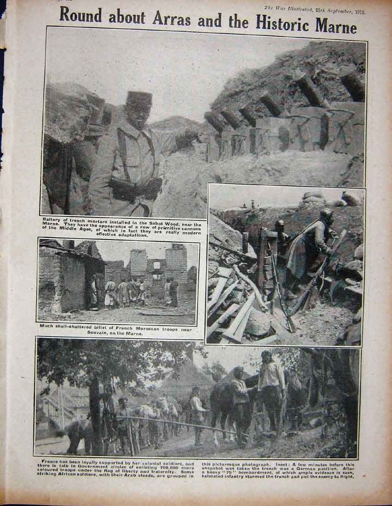 Original Old Antique Print 1915 Ww1 German Submarine Bomb Arras French Siers