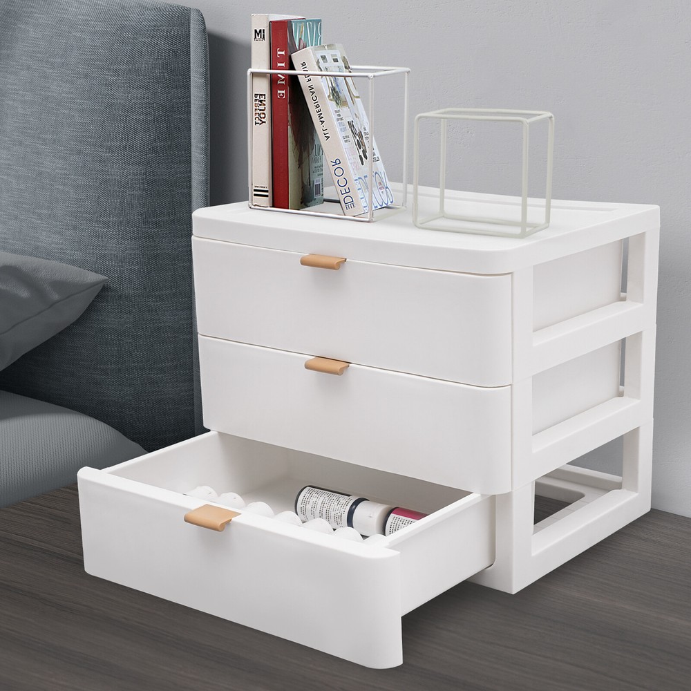 3-Layer White Jewelry Storage Box with Drawer for Desktop Organizing