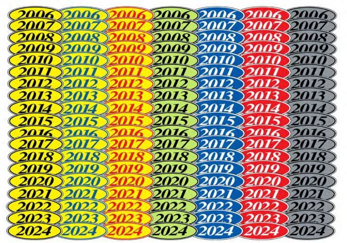 Car Dealer Oval Model Year Stickers, Windshield Stickers for Car Lot