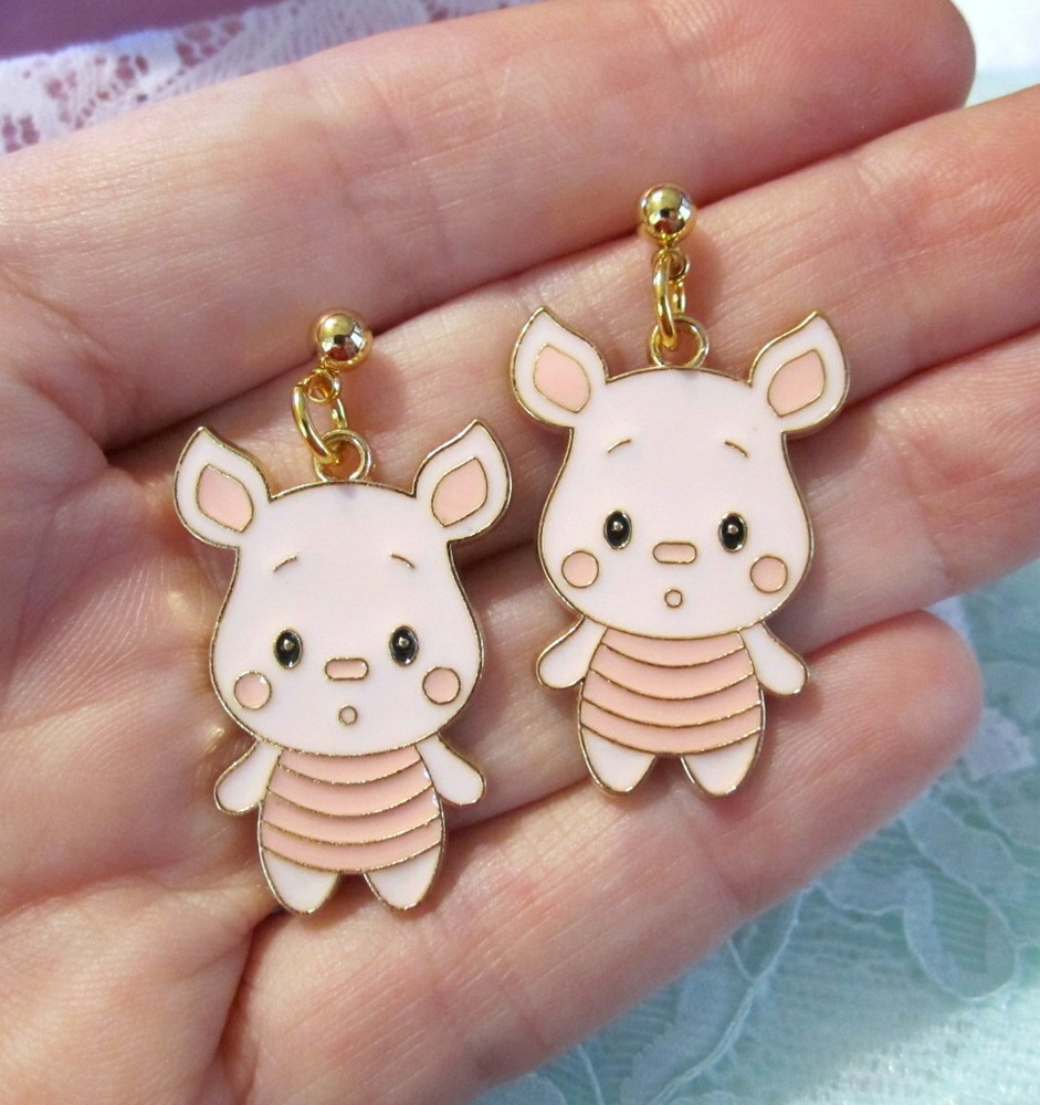 Piglet Earrings Winnie Pooh A - Gold