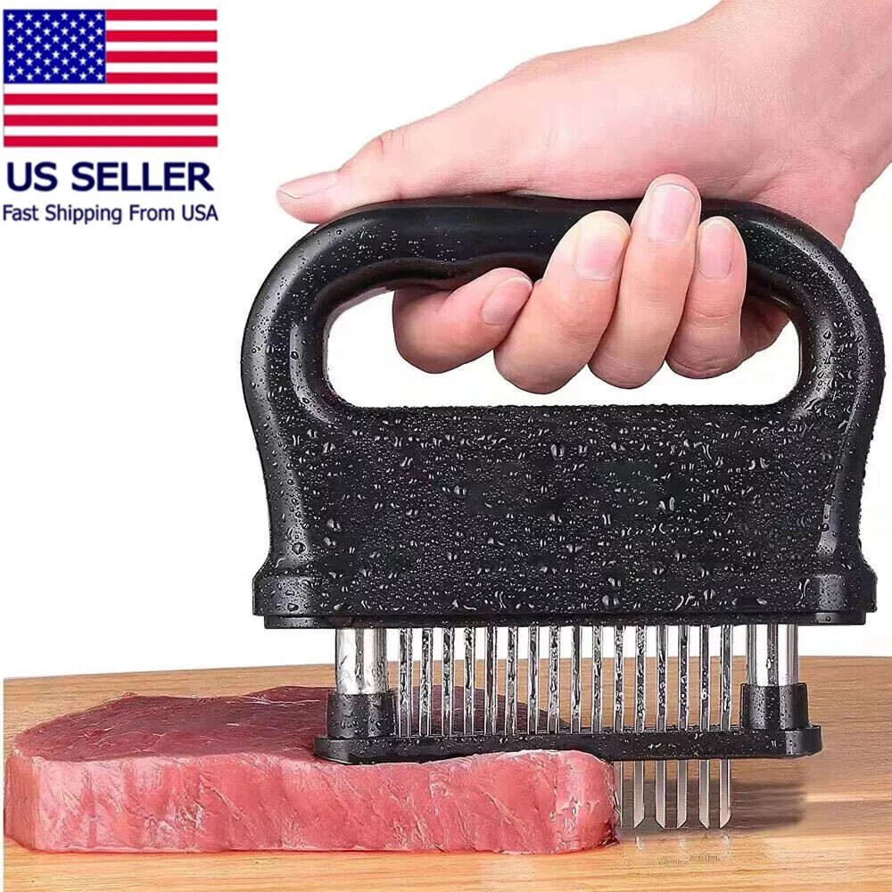 New Meat Tenderizer with 48 Stainless Steel Ultra Sharp Needle Blades BBQ Tool