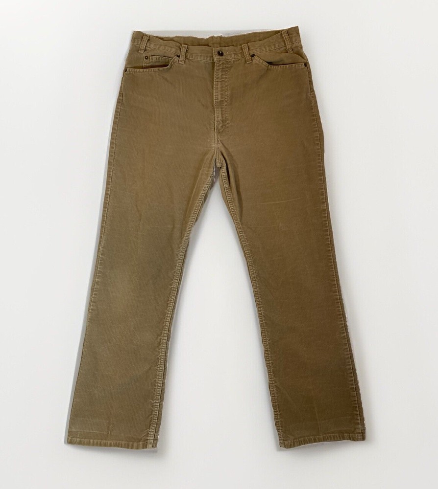 Vintage 80s Levi’s Straight Bootcut Tan Corduroy Pants 38x32 Made In USA